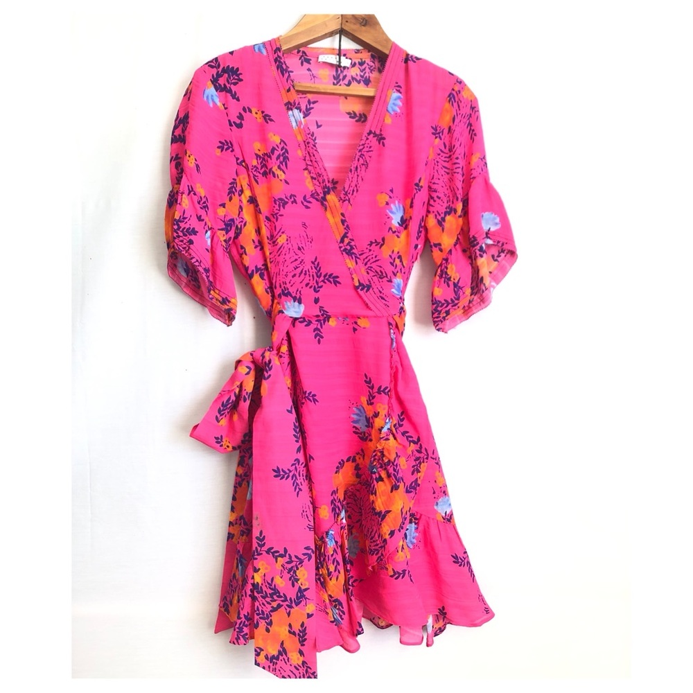 {Tanya Taylor} Kayla Floral Dress in Bright Pink - Picture 1 of 14